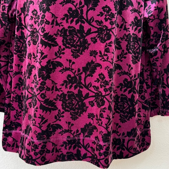 Woman Within Burgundy Velour Pullover Long Sleeves Top Plus Sz. 1X Pre-Owned - Picture 4 of 10